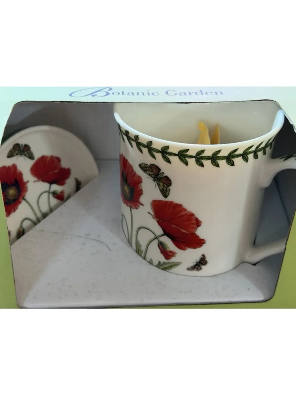 Botanic Garden by Portmeirion Mug & Coaster Set Poppy New In Box